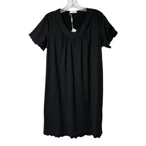 Ekouaer Nightgown Pajama Short Sleeve Sleep Shirt Black‎ Women's Small